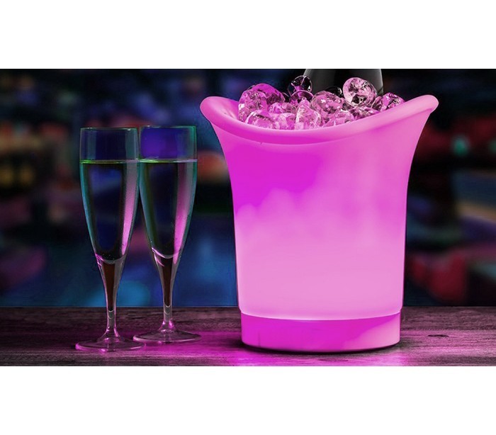 Seau a glace pour le champagne avec lumière changeante – LED 6 couleurs