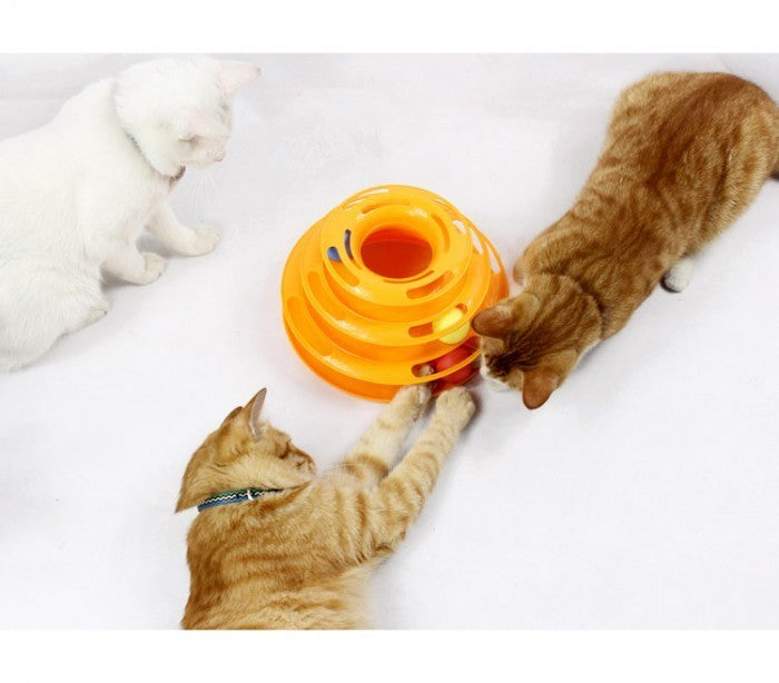 560021 Jeu intéractif pour chats tour circulaire à anneaux et boules tournantes