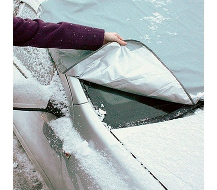 couverture de pare-brise grise avec sangles de fixation anti neige ou soleil