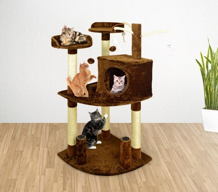 HK1015 gymnase - arbre a chats avec griffoir, lit et colonnes en sisal 110 cm