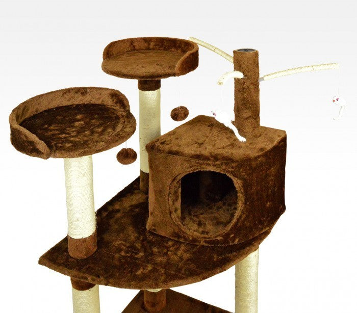 HK1015 gymnase - arbre a chats avec griffoir, lit et colonnes en sisal 110 cm