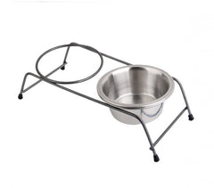 180601 double gamelle pour chiens avec support en acier sureleve 3 x13 x8,5 cm