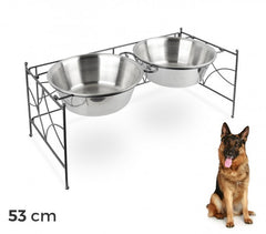 521029 double gamelle en acier pour chiens avec support surélevé 53x24x22 cm