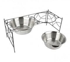 521029 double gamelle en acier pour chiens avec support surélevé 53x24x22 cm
