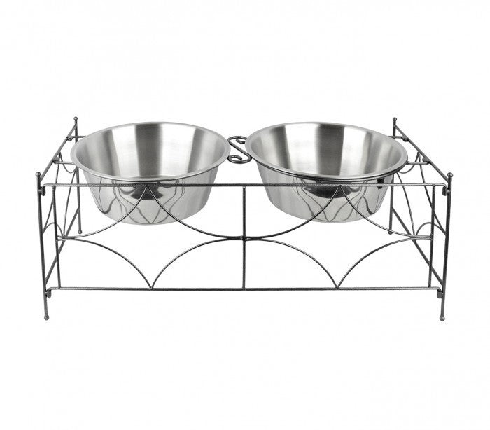 133587 double gamelle en acier pour chiens avec support surélevé 64x29x26 cm