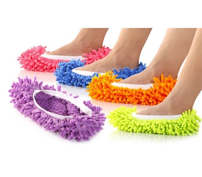 Paire de pantoufles 2 en 1 microfibres pour nettoyer jusqu'au 44