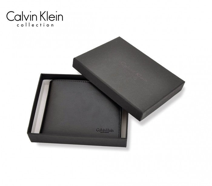 S04 Portefeuille noir CALVIN KLEIN pour homme en vrai cuir