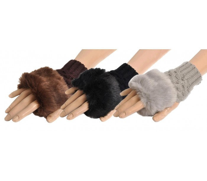 Gants sans doigt avec fourrure pour femmes