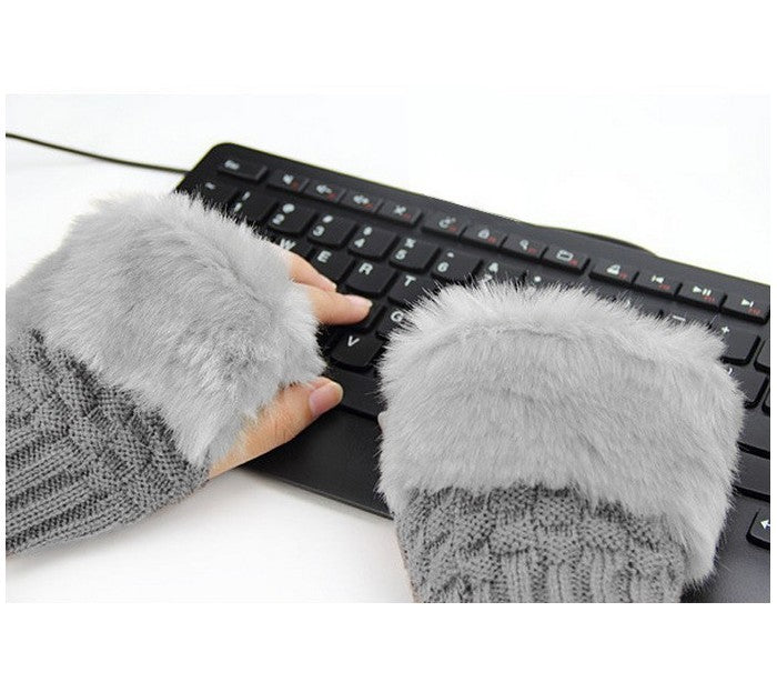 Gants sans doigt avec fourrure pour femmes