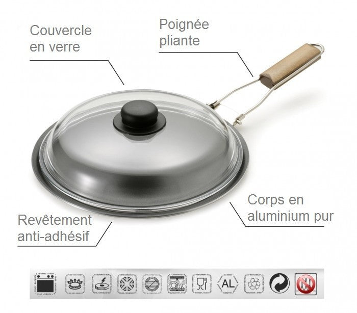 FISPD30 Spatule avec couvercle en verre 30 cm aluminium ligne